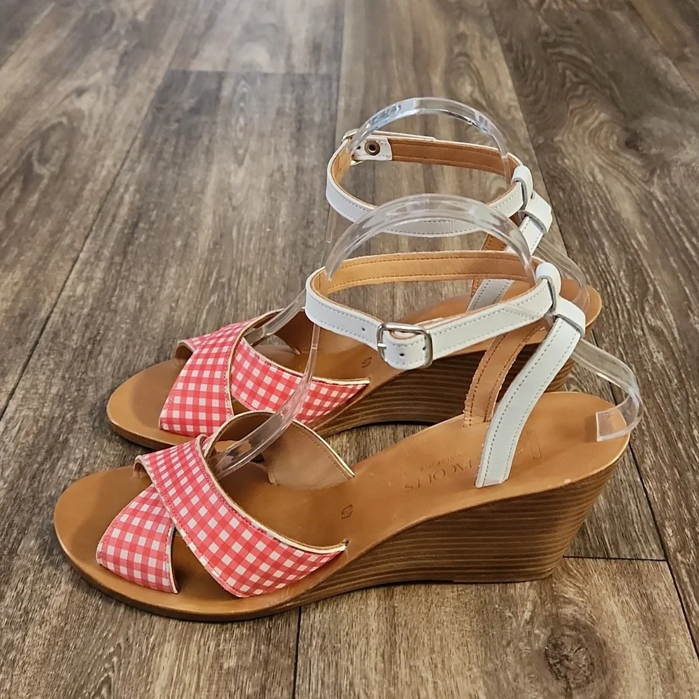 K.Jacques St. Tropez Alicia Red/White Gingham Wedges Size 40
